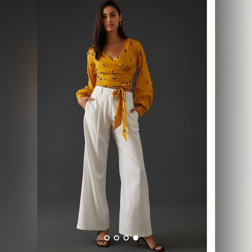 NWT Maeve Long-Sleeve Bumble Bee Wrap Top